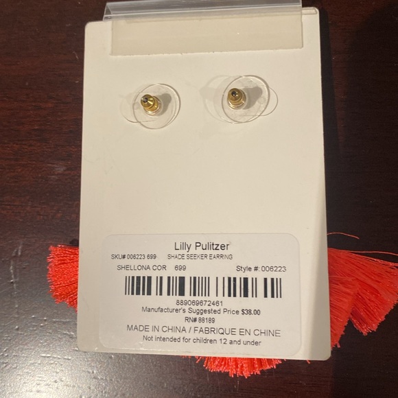 Lilly Pulitzer Hot Pink/Coral earrings - Picture 2 of 2